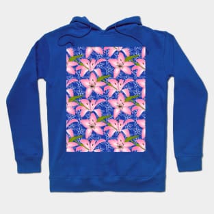 Pink Lily Flower Pattern Hoodie